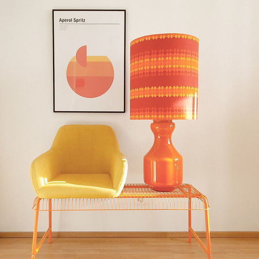 Grande lampe orange à poser au sol, vintage années 70