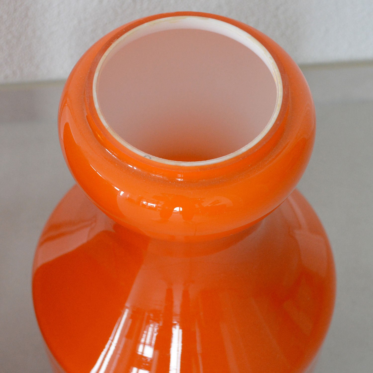 Grande lampe orange à poser au sol, vintage années 70