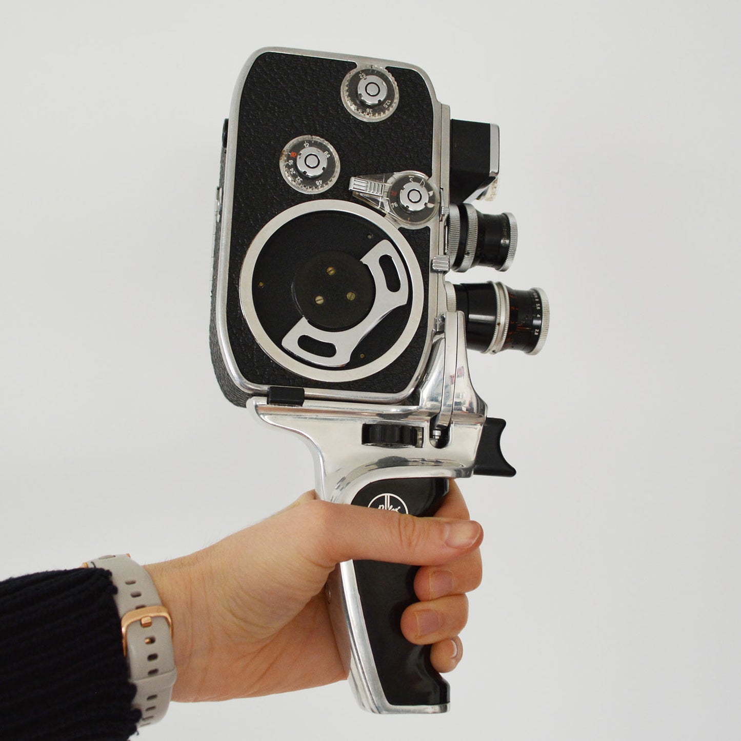 Caméra cinématographique Paillard Bolex B8L vintage des années 50 - prise en main